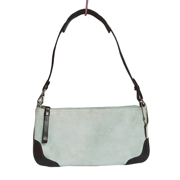 Coach Handbags - Coach Pochette Suede & Leather Clutch Wristlet Light Blue Teal 8316